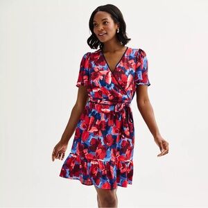 Draper James Floral Flutter Sleeve Belted Mini Dress
